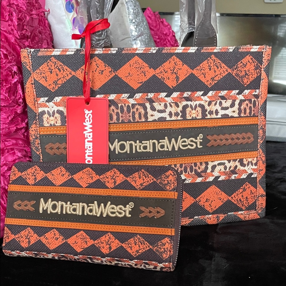Montana West Orange and Brown Women's Bag Set
